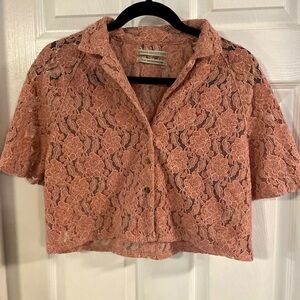 Urban Outfitters medium pink cropped button up.